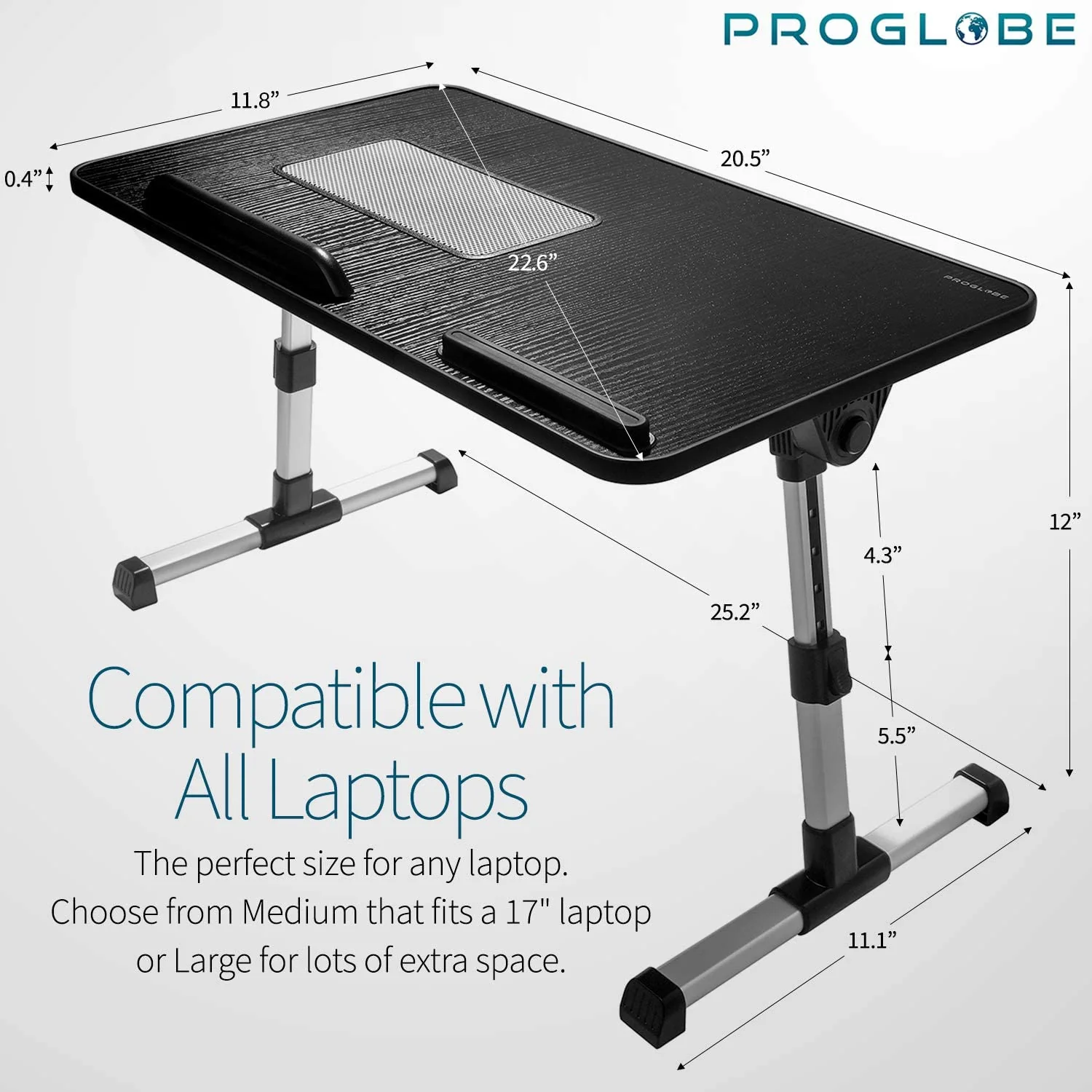 Proglobe Adjustable Lap Desk with Cooling Fan, Proglobe Lapdesk with Fans, Laptop Stand with Adjustable Height - Image 2