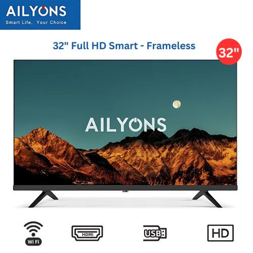 AIilyons LST3208W 32" ,Frameless Smart Android 11 TV Full HD Netflix TV YouTube Energy Saving, HDMI USB Ports Wide Voltage Design