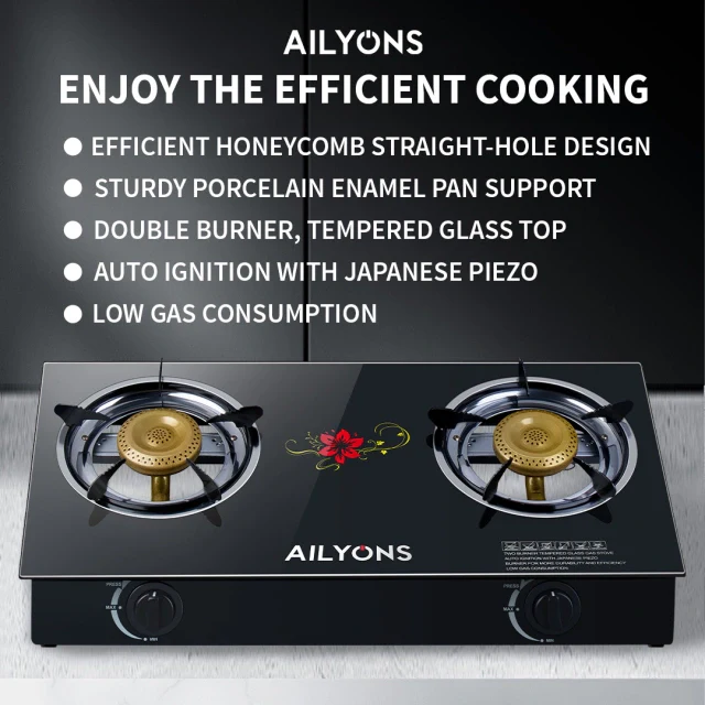 AILYONS GS014-1 Gas Stove Double Burner – Fast Cooking, Efficient Heat Distribution & Durable Build - Image 2