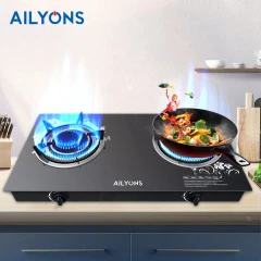 AILYONS GS005A-1 2 Burner Glass Top Gas Cooker & Infrared Double Burner – Fast Heating, Energy Efficient & Durable Design - Image 2