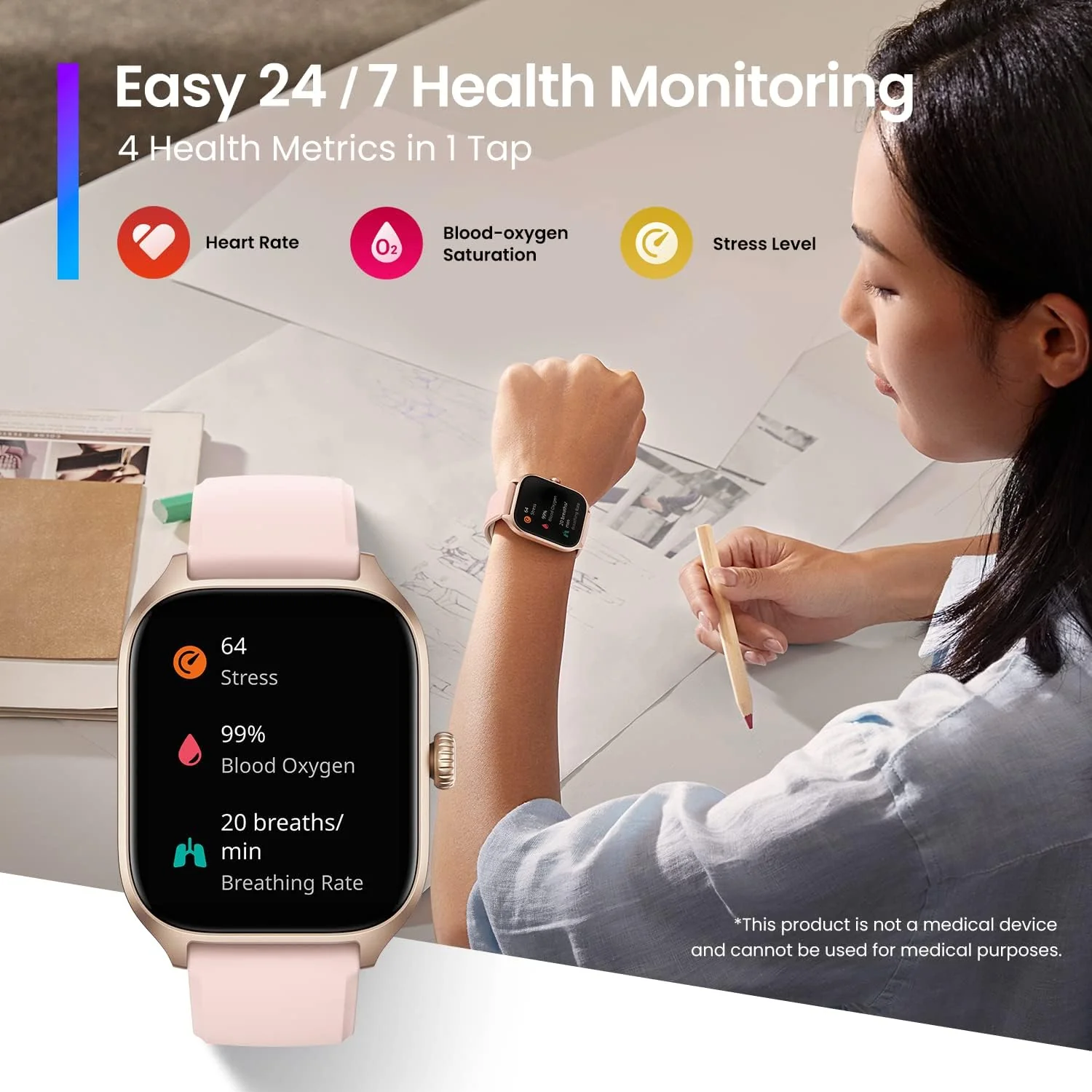 Amazfit GTS 4 Smart Watch 43mm Alexa Built-In, GPS, Bluetooth Calls & Text, 8-Day Battery Life, Heart Rate & Sleep Tracking, AI Fitness App & 150+ Sports Modes - Image 5