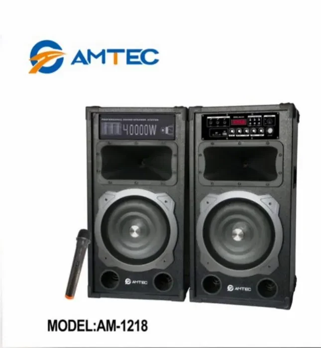 Amtec AM-1218 Double Speaker – Powerful Portable Bluetooth Sound System with Dual Drivers, Deep Bass & Dynamic LED Lighting