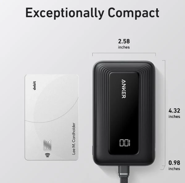 Anker A1688H11 Power Bank 10,000mAh 30W Fast Charging Portable Charger with Built-In USB-C Cable - Image 3