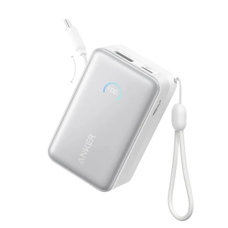 Anker Nano A1638H21 10,000mAh 45W Power Bank -Built-In Retractable USB-C Cable for fast portable charging for laptops, phones and tablets on the go