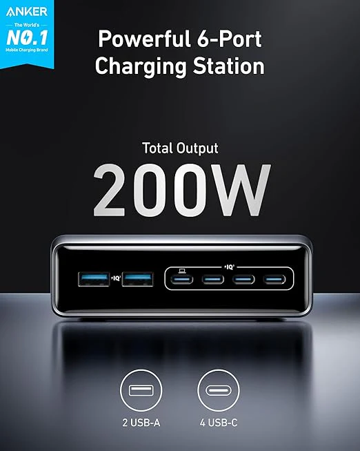 Anker Prime 200W GaN Charger – 6-Port Fast USB-C Wall Charger - Image 3
