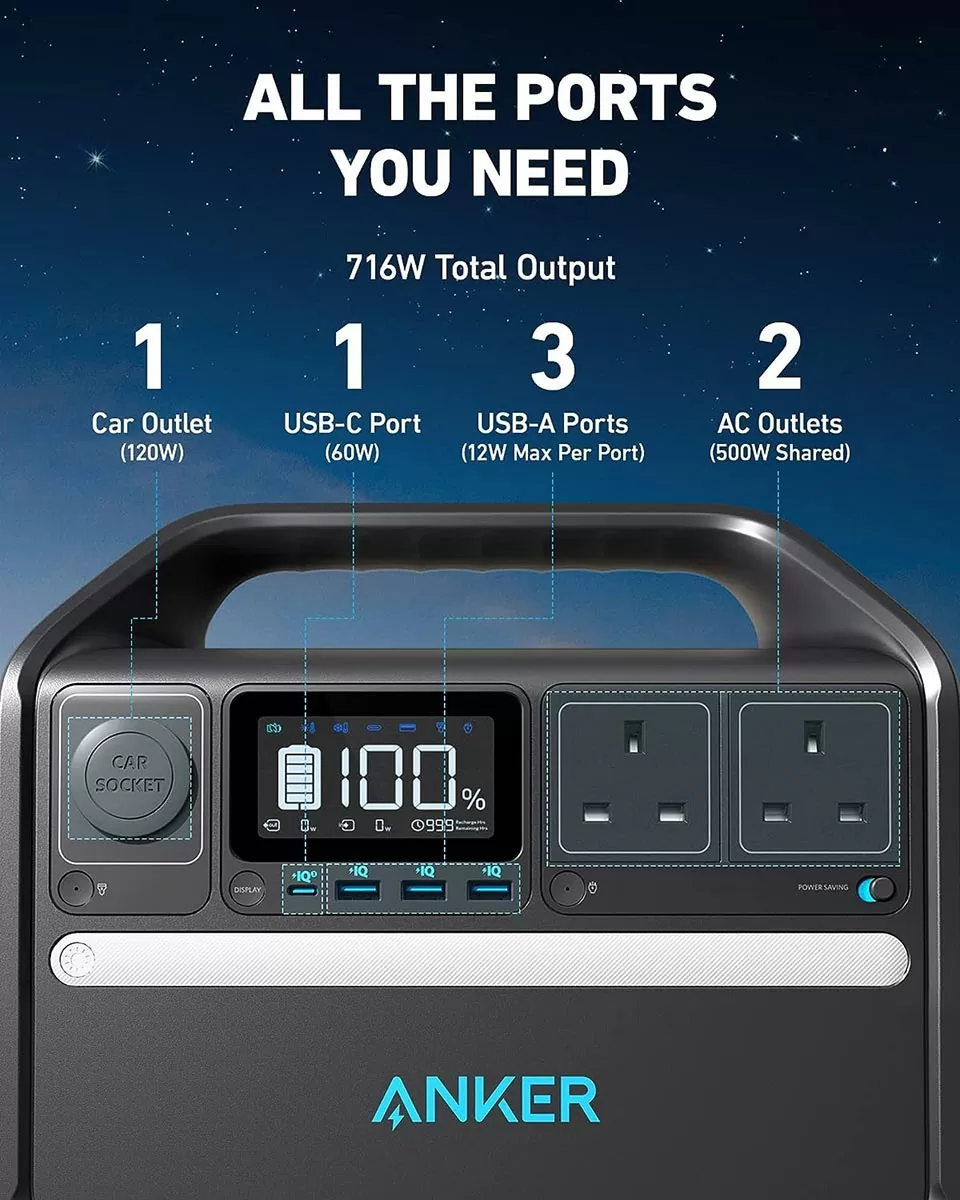 Anker A1751211 PowerHouse 535 512Wh 500W Portable Power Station – High Capacity Backup Power Supply for Home, Outdoor, Camping, Emergency, and Professional Use - Image 4