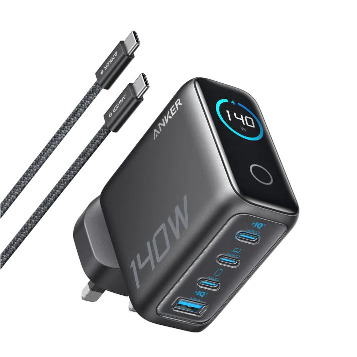 Anker Zolo B2697KZ1 140W 4-Port GaN Charger - High-speed multi-device charging with intelligent power distribution for laptops, tablets and smartphones