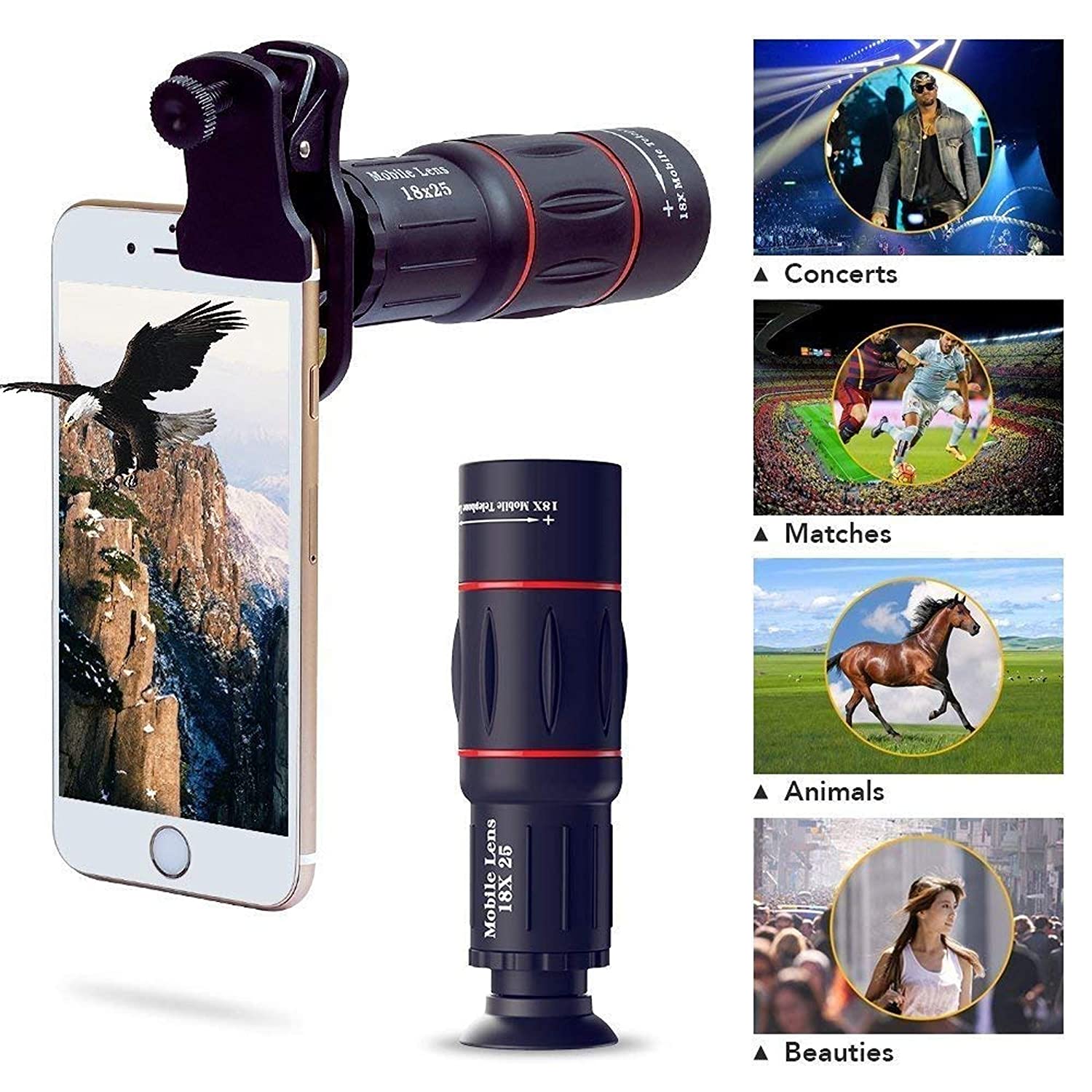 Apexel APL -T18ZJ 18X Optical Zoom Telephoto Telescope Cell Phone Lens Camera with Phone Holder and Clip Tripod - Image 2
