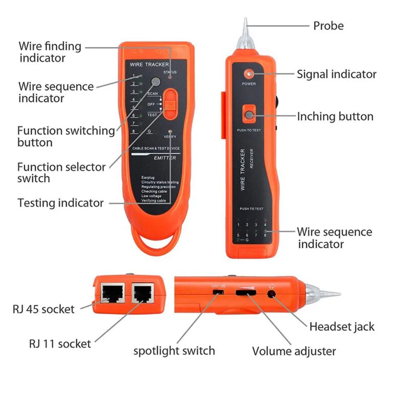 APKR Cable Break Finder Tester RJ45, RJ11 (YW-801B) - For the project telephone net cable, computer net cable, and any other metal conductive cable - Image 3