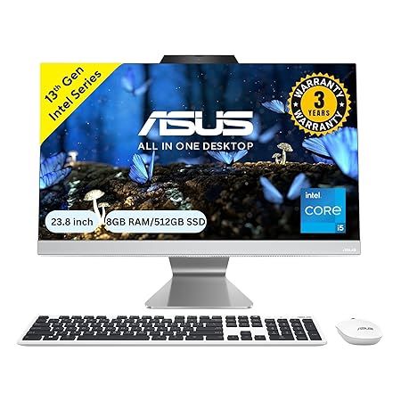 ASUS AIO A340 Intel Core i5 1335U All-in-One Desktop PC (90PT03T1-M03100) – 23.8” FHD Display, Intel Processor, 8GB RAM, 512GB SSD, Wi-Fi, Windows 11 – Ideal for Home & Office Use