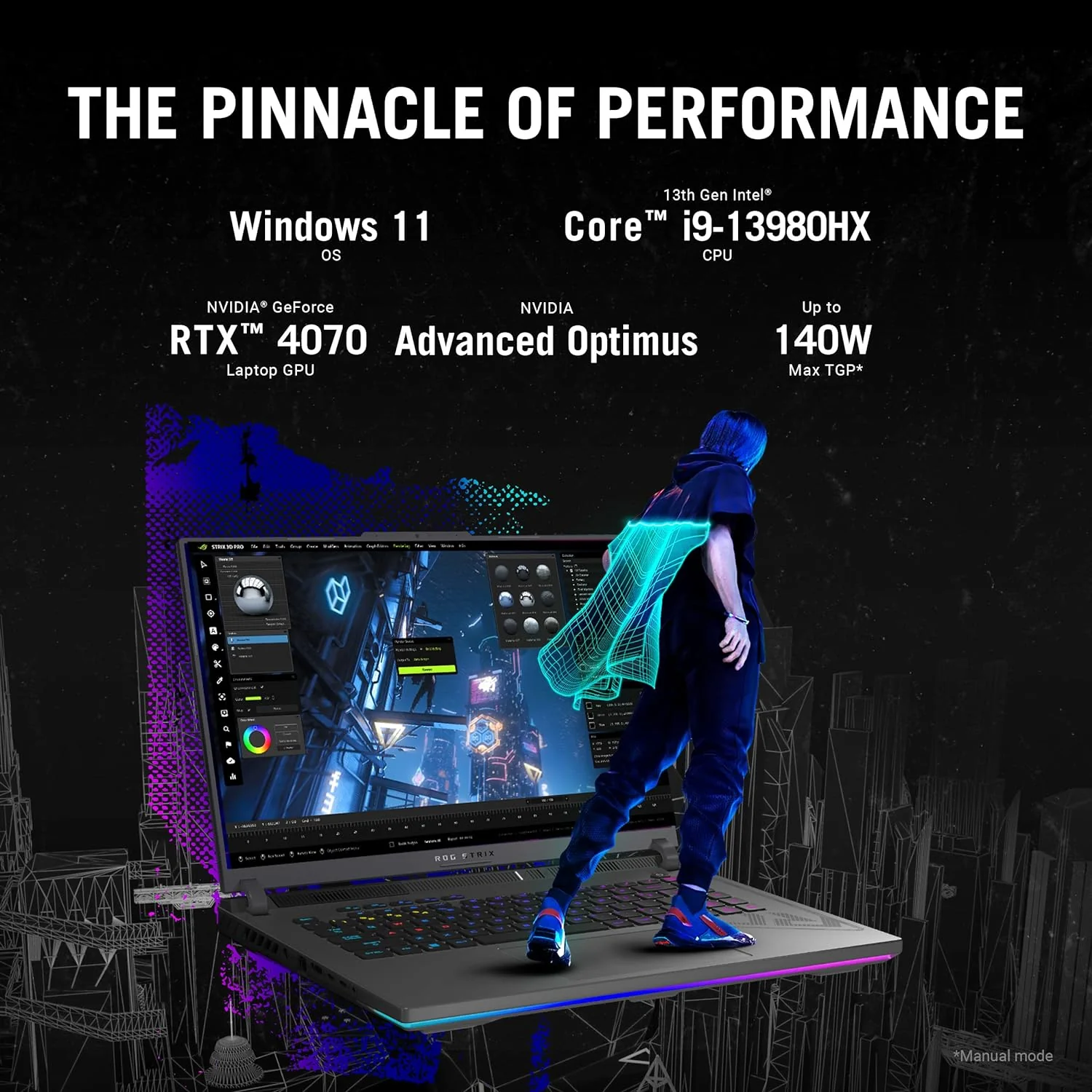 Asus ROG Strix G16 Gaming Laptop G614JV-N3404W - Intel Core i9-13980HX, 13th Gen, 32GB RAM DDR5, 1TB SSD, 8 GB RTX 4060 NVIDIA Graphics, 16" WUXGA Display, Windows 11 Home (90NR0C61-M00WJ0) - Image 2