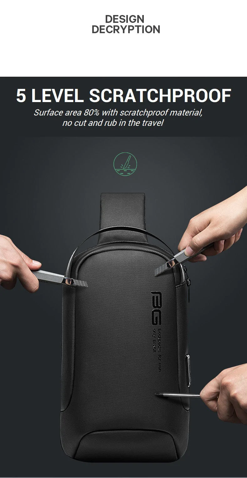 BANGE BG-7221 Laptop Chest Sling Bag - 15.6'' Inch Laptop Backpack, Sleek USB Charging Waterproof, Anti-theft Lock - Image 3