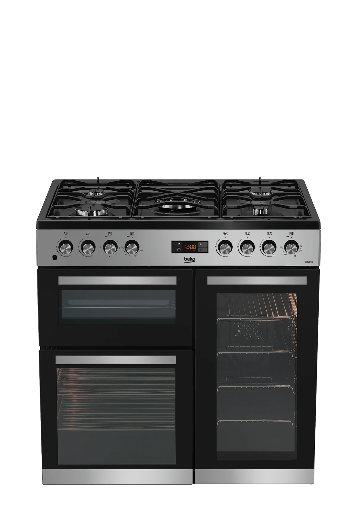 Beko KDVF90X 5-burners 90cm Freestanding Fan Heating No Grill Gas Cooker
