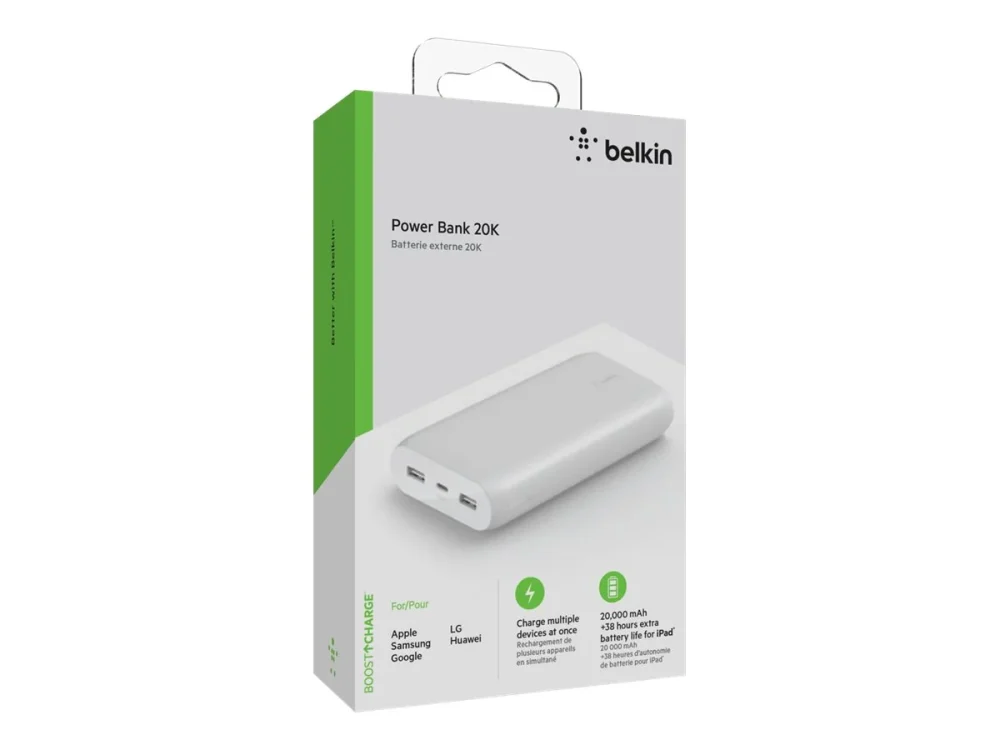 Belkin BPB003btWT 20k Power Bank 15W USB-C In, USB-A Out – Provides reliable high-capacity portable charging to keep your devices powered throughout the day wherever you go - Image 2