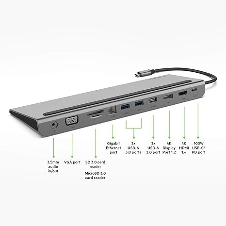 Belkin INC004btSGY USB-C Hub, 11-in-1 MultiPort Adapter Dock - Image 2