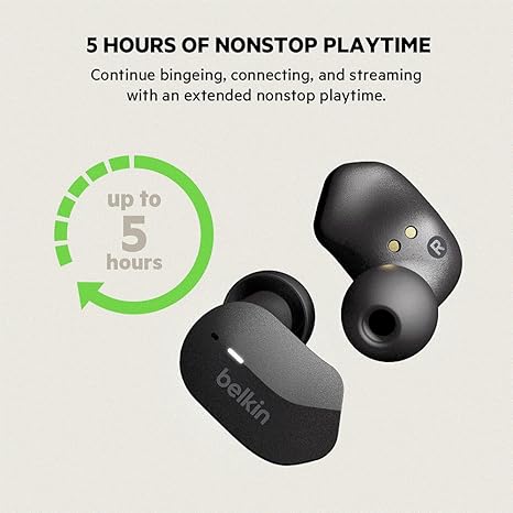 Belkin PAC002BTBK-GR Sounform True Wireless Stem Earbuds With Wireless Charging - Image 3