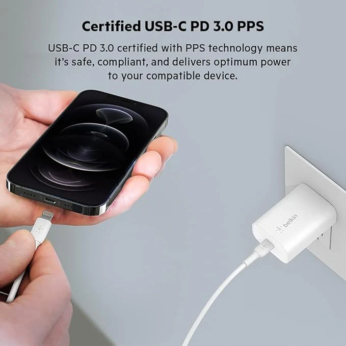 Belkin WCA004MYWH 25W wall charger,USB charger plug with USB-C Power - Image 2