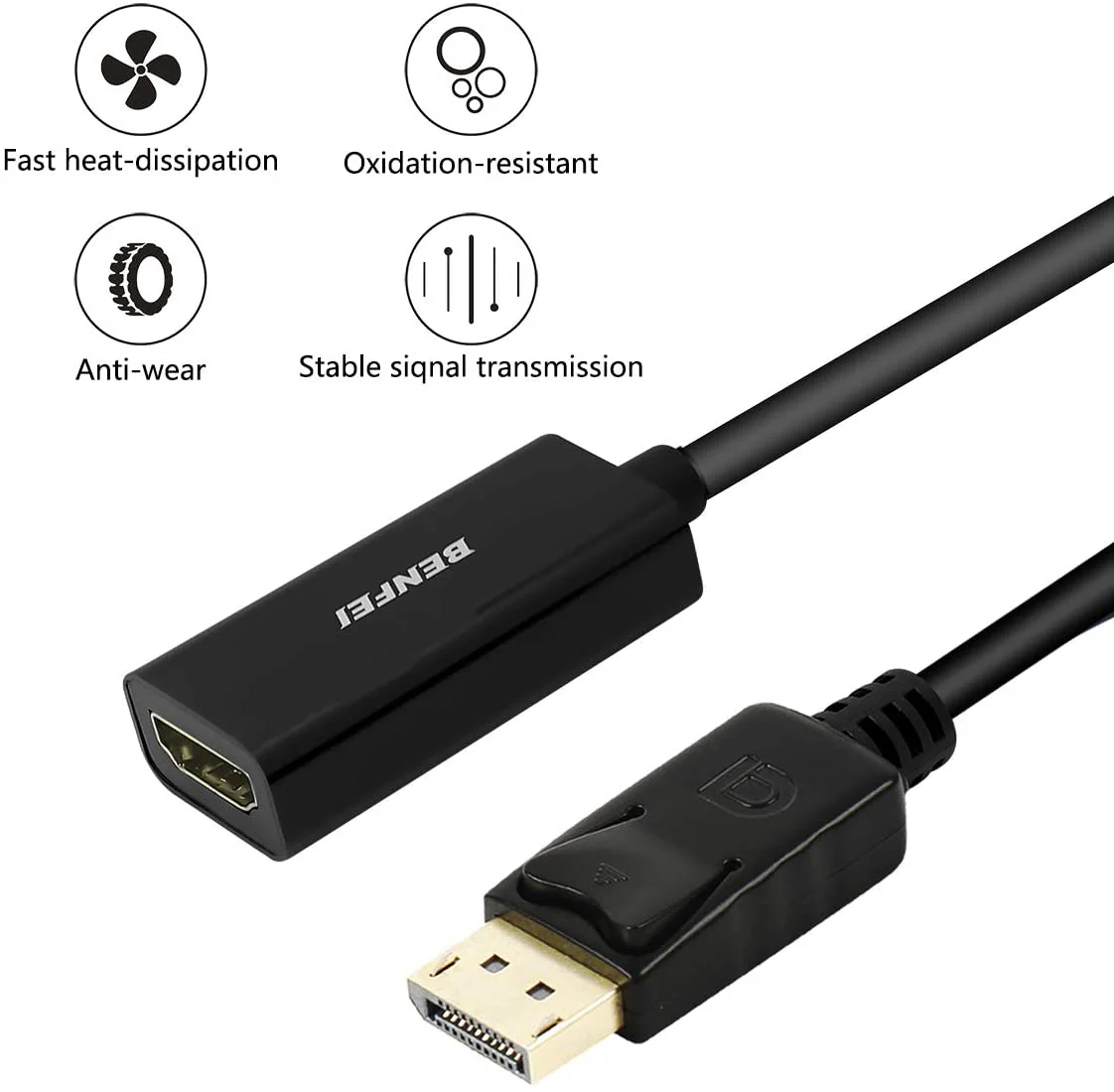 Benfei DisplayPort to HDMI adapter (B017Q8ZVWK), 4K, (male to female); compatible with Lenovo, Dell, HP and other brands. - Image 2