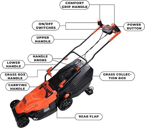 Black + Decker BEMW471BH-GB 38cm 1600W Electric Lawn Mower – Powerful Corded Grass Cutter - Image 4