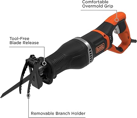 Black+Decker BES301K-GB 750W Reciprocating Saw – Powerful Corded Tool for Wood, Metal & DIY Projects - Image 3