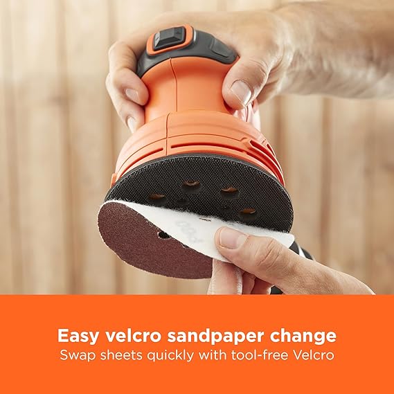 Black + Decker BEW210-GB 230W 125mm Orbital Sander – Powerful Finishing Tool for Wood, Paint & DIY Projects - Image 5