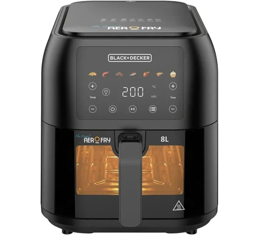 BLACK+DECKER SAF80W-B5 Digital Air Fryer 8L – Rapid Air Technology, Healthy Frying & Large Capacity