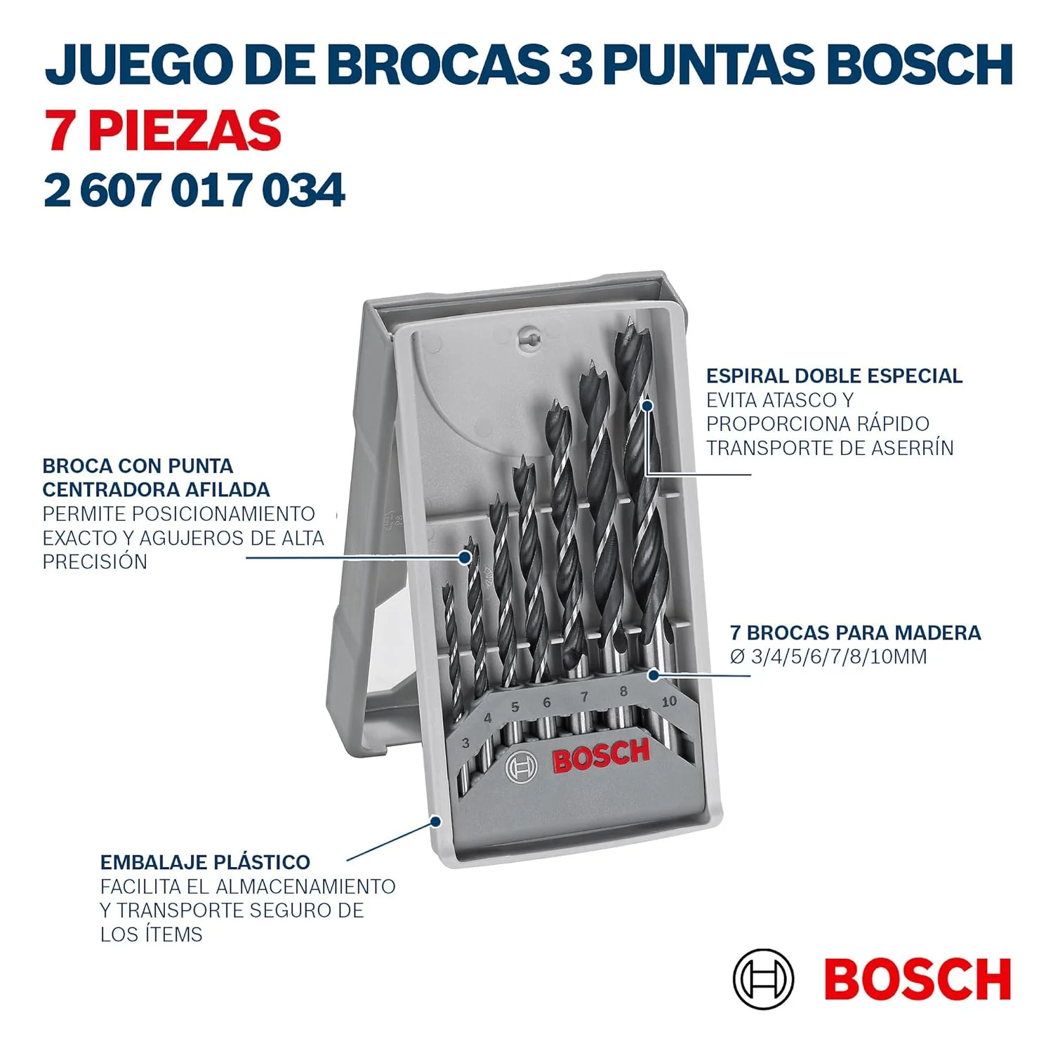 Bosch 2607017034 Brad Point 7-Piece Wood Drill Bit Set (3,4,5,6,7,8, 10 mm) - Image 4