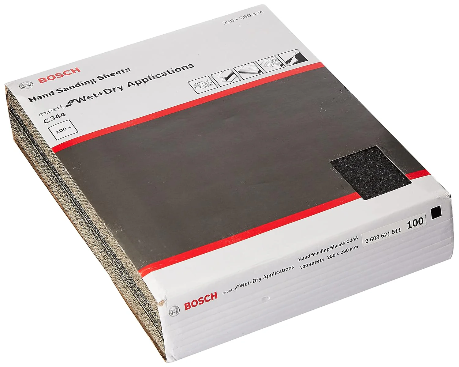 Bosch C344 G1200 Wet & Dry Hand Sanding Sheet 280 X 230 mm (100pcs) (2608621541)