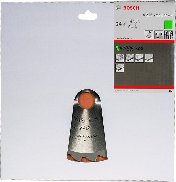 Bosch Circular Saw Blade Optiline Wood 216 mm x 30 mm x 24T (2608640431) - Image 2