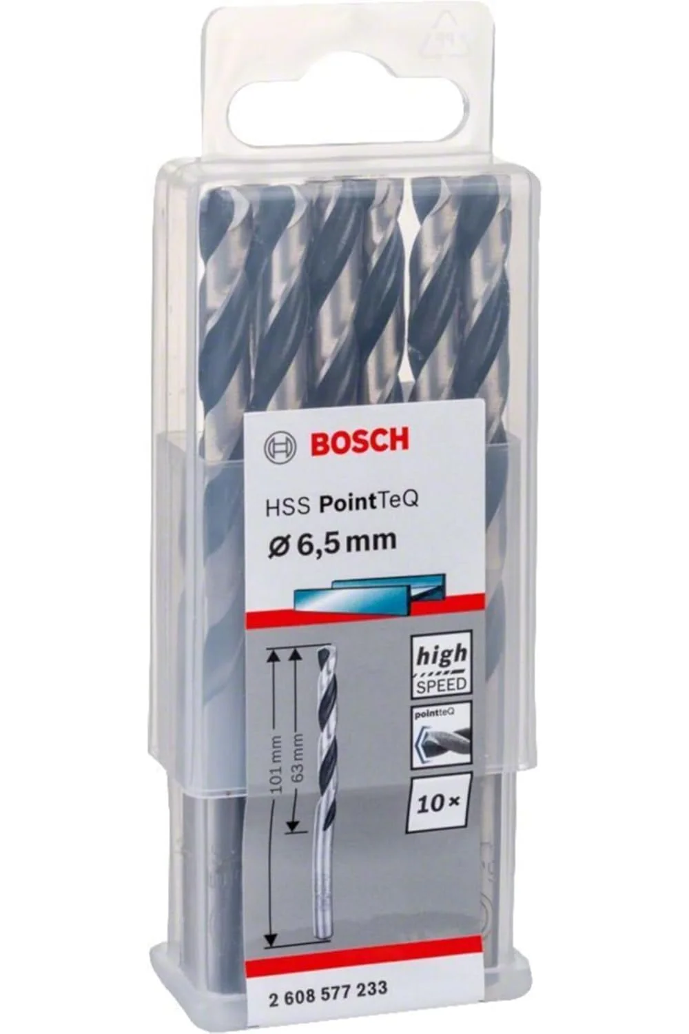 Bosch DIN 338 HSS PointTeQ Metal Drill Bits 6,5 x 63 x 101 mm (10pcs) (2608577233) - Image 2
