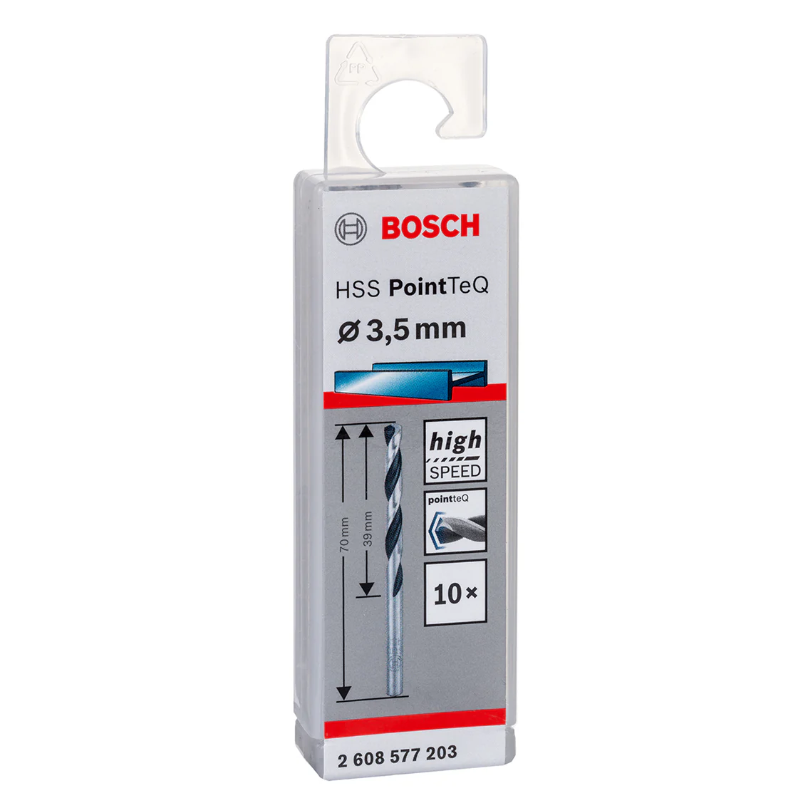 Bosch DIN 338 2608577203 HSS PointTeQ Metal Drill Bits 3,5 x 39 x 70 mm (10pcs) (2608577203) - Image 2