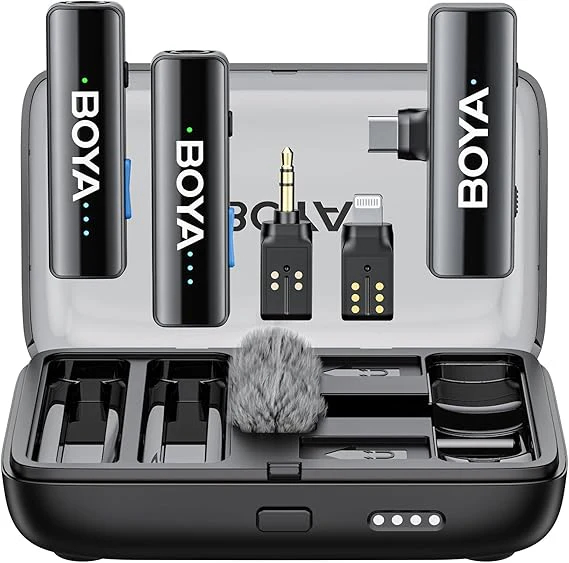 BOYA BOYALINK 2 Wireless Lavalier Microphone for iPhone Camera Android, 48 KHz 24 Bit