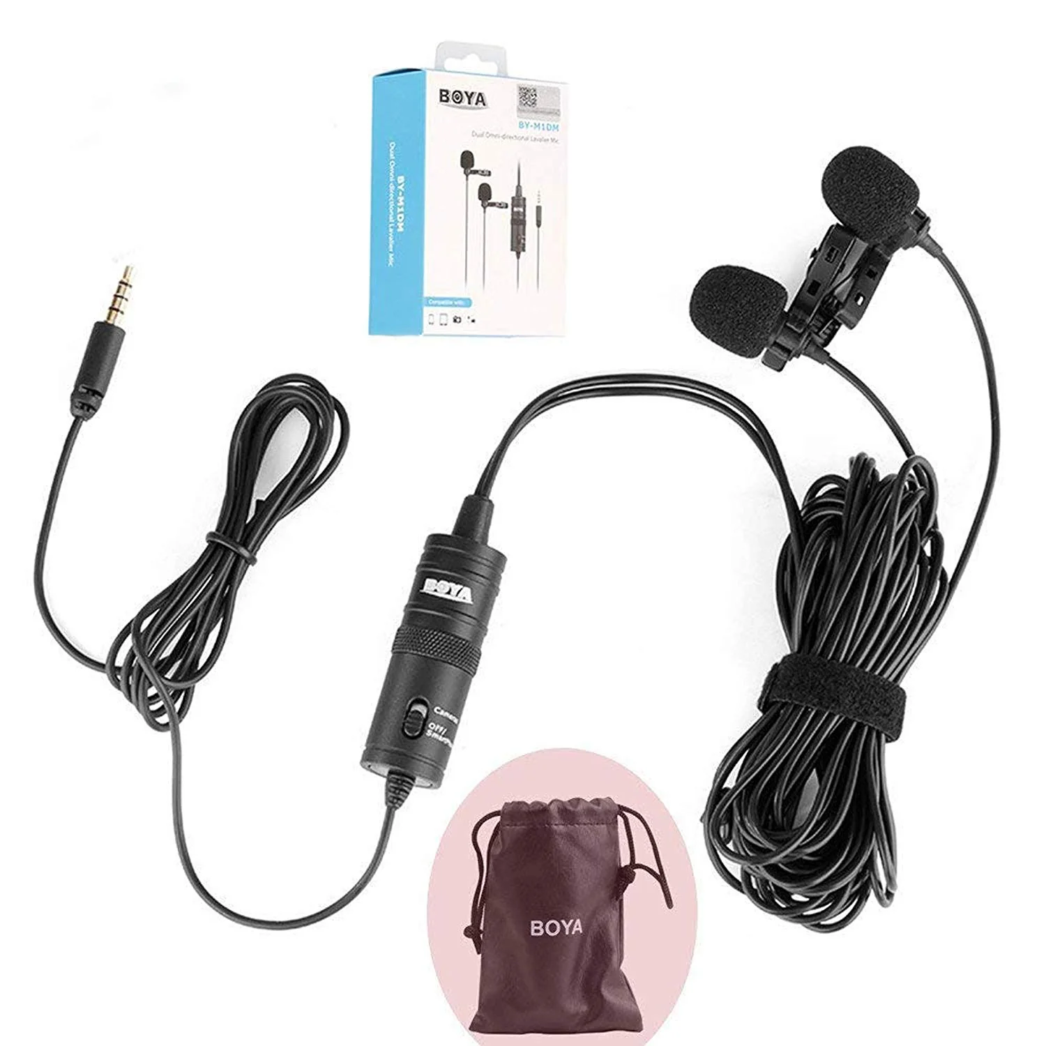 BOYA BY-M1DM Dual Lavalier Universal Microphone with a Single 1/8 Stereo Connector for Smartphones DSLR Camears Camcorders - Image 8