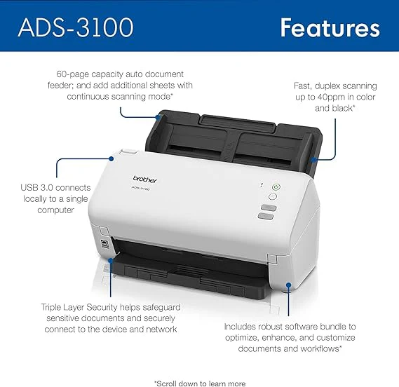Brother ADS-3100 High-Speed Desktop Scanner - Image 2