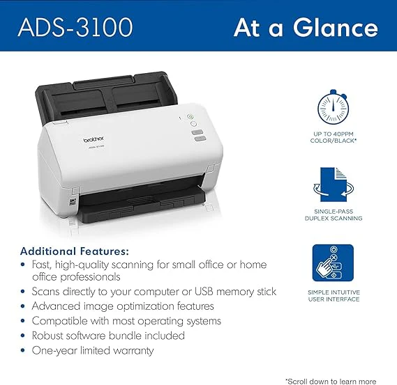 Brother ADS-3100 High-Speed Desktop Scanner - Image 3