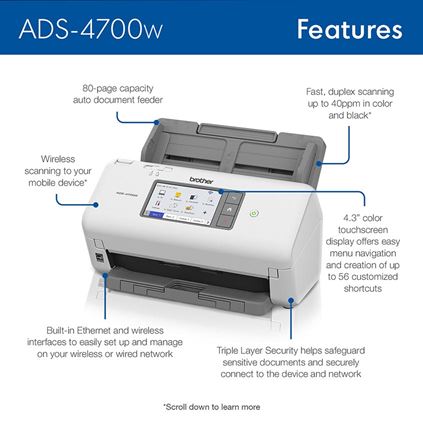 Brother ADS-4700W Professional Wireless Desktop Scanner - Image 2