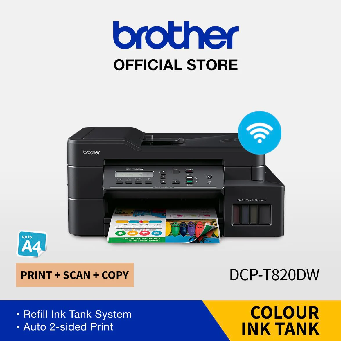 Brother DCP-T820DW - Wi-Fi & Auto Duplex Color Ink Tank Multifunction (Print, Scan & Copy) All in One Printer for Home & Office - Image 2