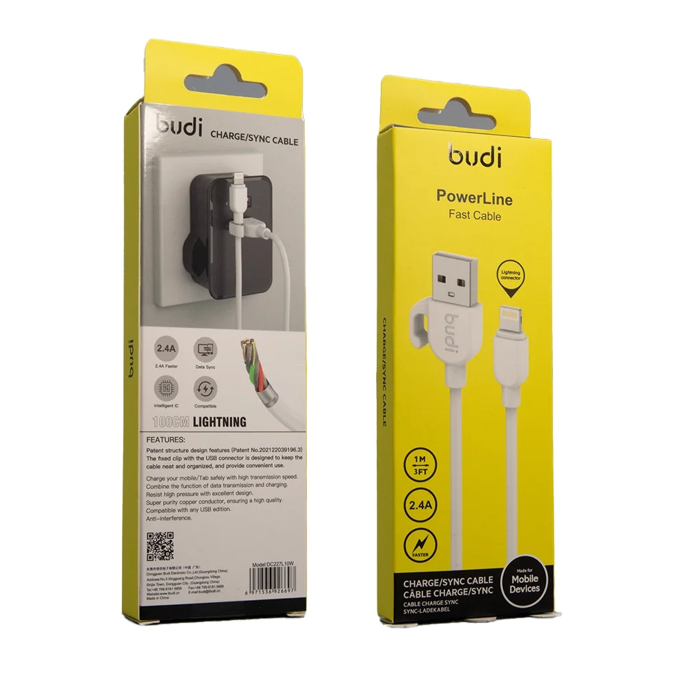 Budi DC227L10W 3A iPhone Lightning Power Charge/Sync USB Cable - Image 3