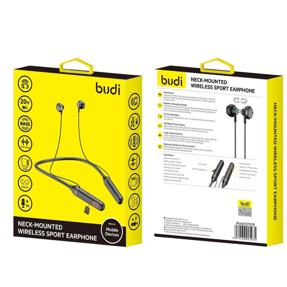 Budi EP63B Wired Earphones – In-Ear Headphones with Microphone & 3.5mm Jack - Image 4
