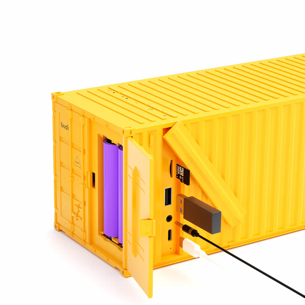 Budi SP18Y Bluetooth Speaker – Container Design Portable Wireless Speaker with Deep Bass & LED Lights - Image 3