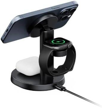 Budi WL4900 Wireless 3 in 1 Charging Stand – Fast Wireless Charging Dock for Smartphone, Smartwatch and Earbuds with Stable Desktop Design for Home and Office Use - Image 2