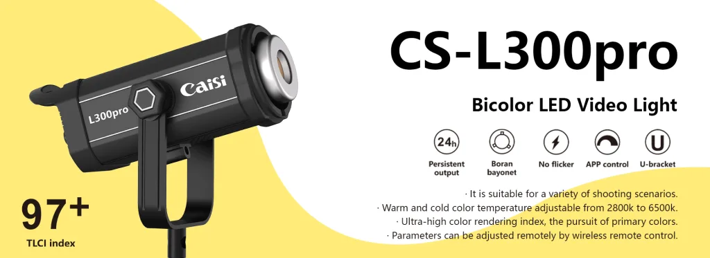 Caisi CS-L300 Pro 300W Bicolor LED Video Light – Professional High Power Studio Lighting for Video Production, Photography, Broadcasting, and Film Applications - Image 2