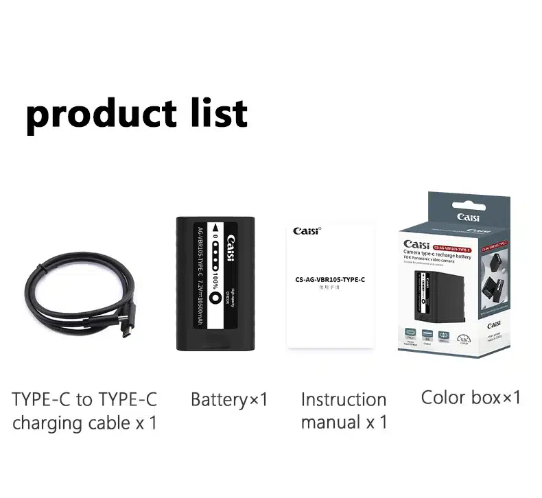 Caisi CS-AG-VBR105 Battery with USB-C / USB-ports for Panasonic Camcorders – Reliable power solution that ensures extended recording time and convenient charging for uninterrupted filming - Image 2