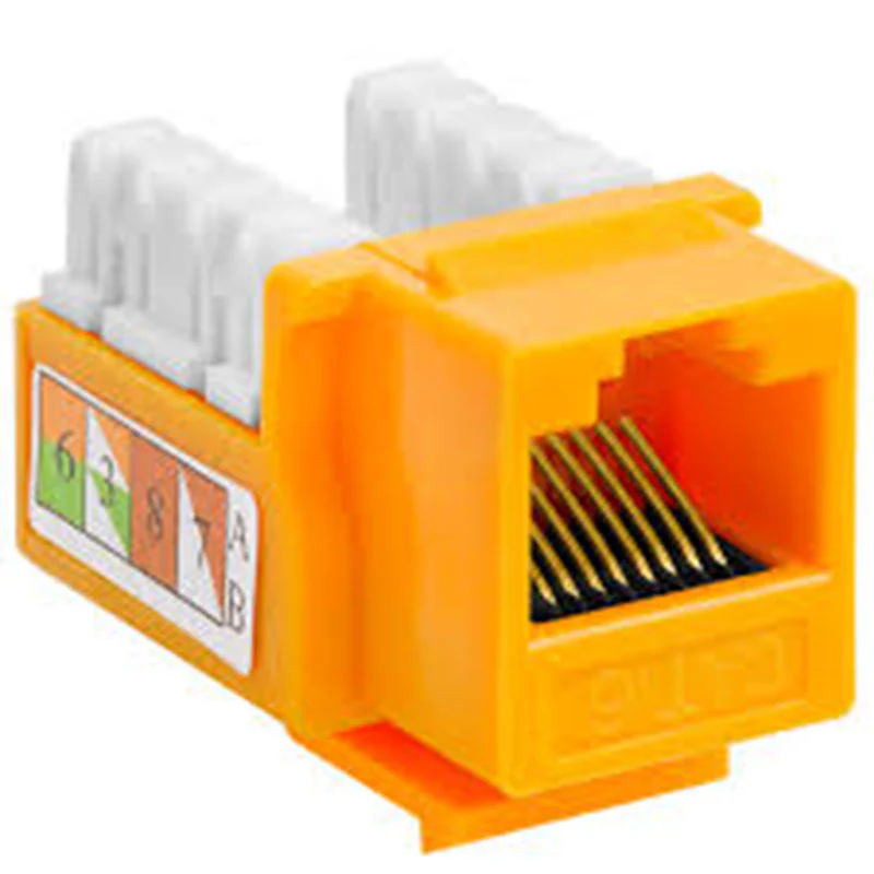 Cat6 UTP 180〫Punch Down Keystone Jack - Yellow Colour (NKJ-C6YEL1B21)