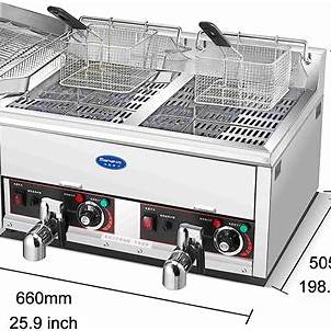 Ramtons CT/674 Double Tank Fryer – High-Capacity, Fast & Even Frying, Durable Stainless Steel, Ideal for Home, Office & Commercial Kitchens - Image 2