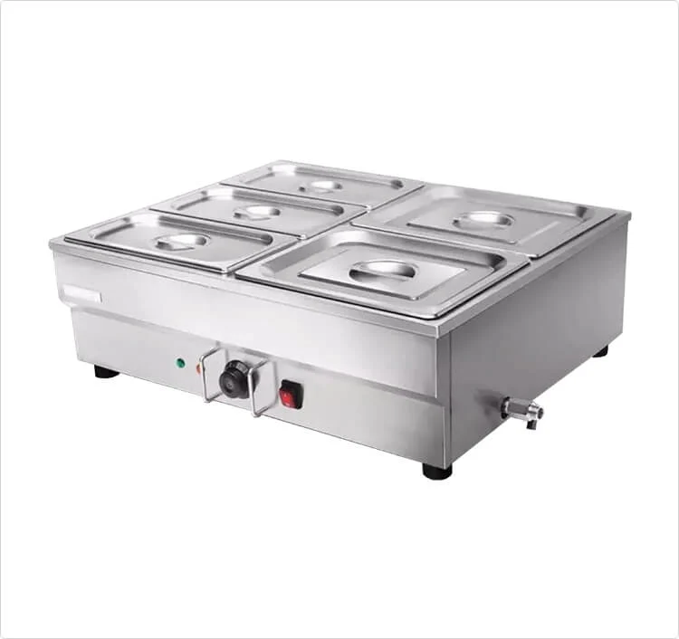 CATERINA CT/268 4-Head Bain Marie Square – Stainless Steel Food Warmer, Even Heating, Durable and Easy-to-Clean, Perfect for Restaurants, Cafés & Catering
