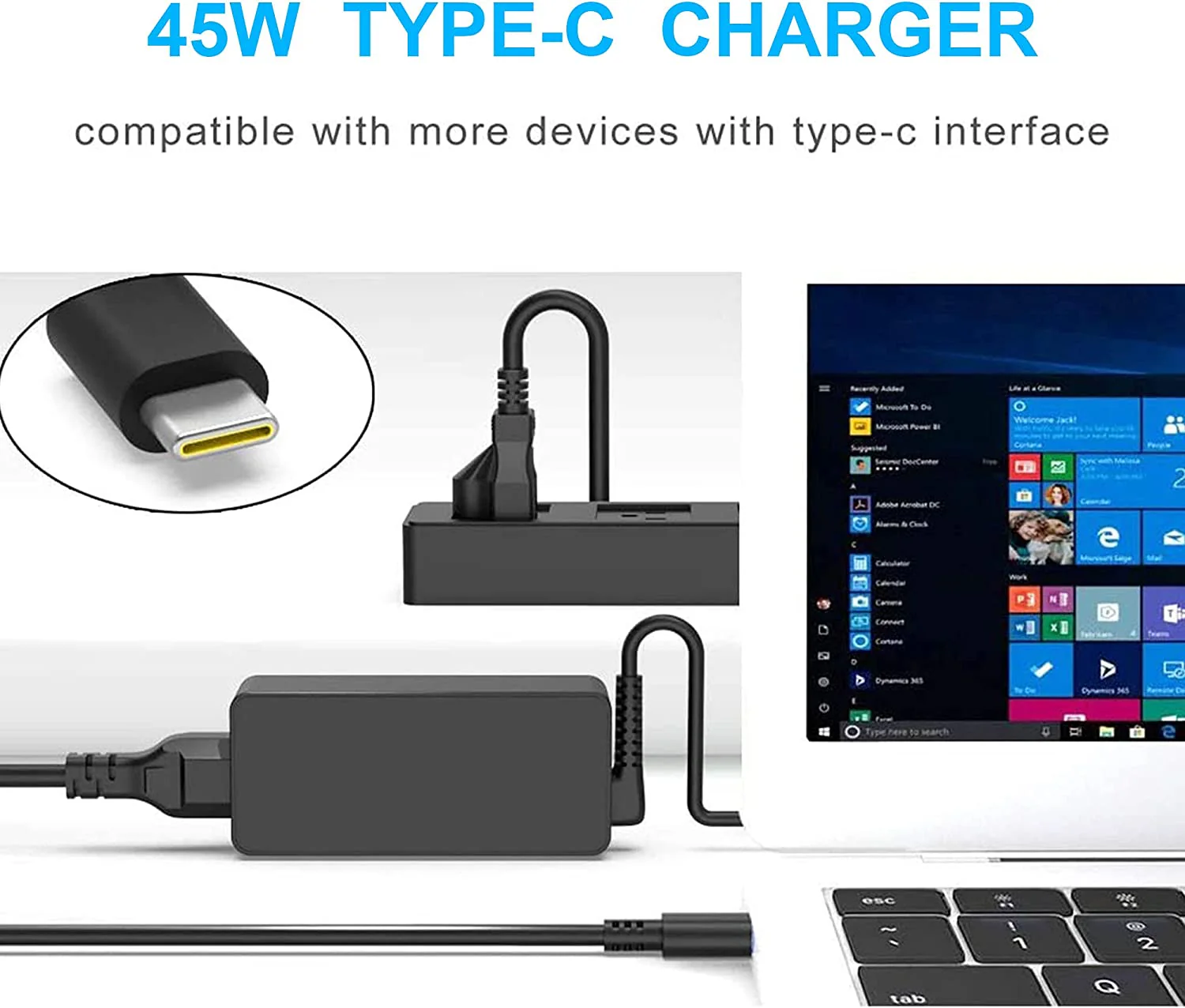 HP USB 45W USB-C AC Adapter Laptop Charger for HP Chromebook X360 14 G5 14-ca061dx 14-ca060nr 14-CA000 11-AE000 14-ca051wm 14-ca091wm - A-07-HP-20 - Image 2