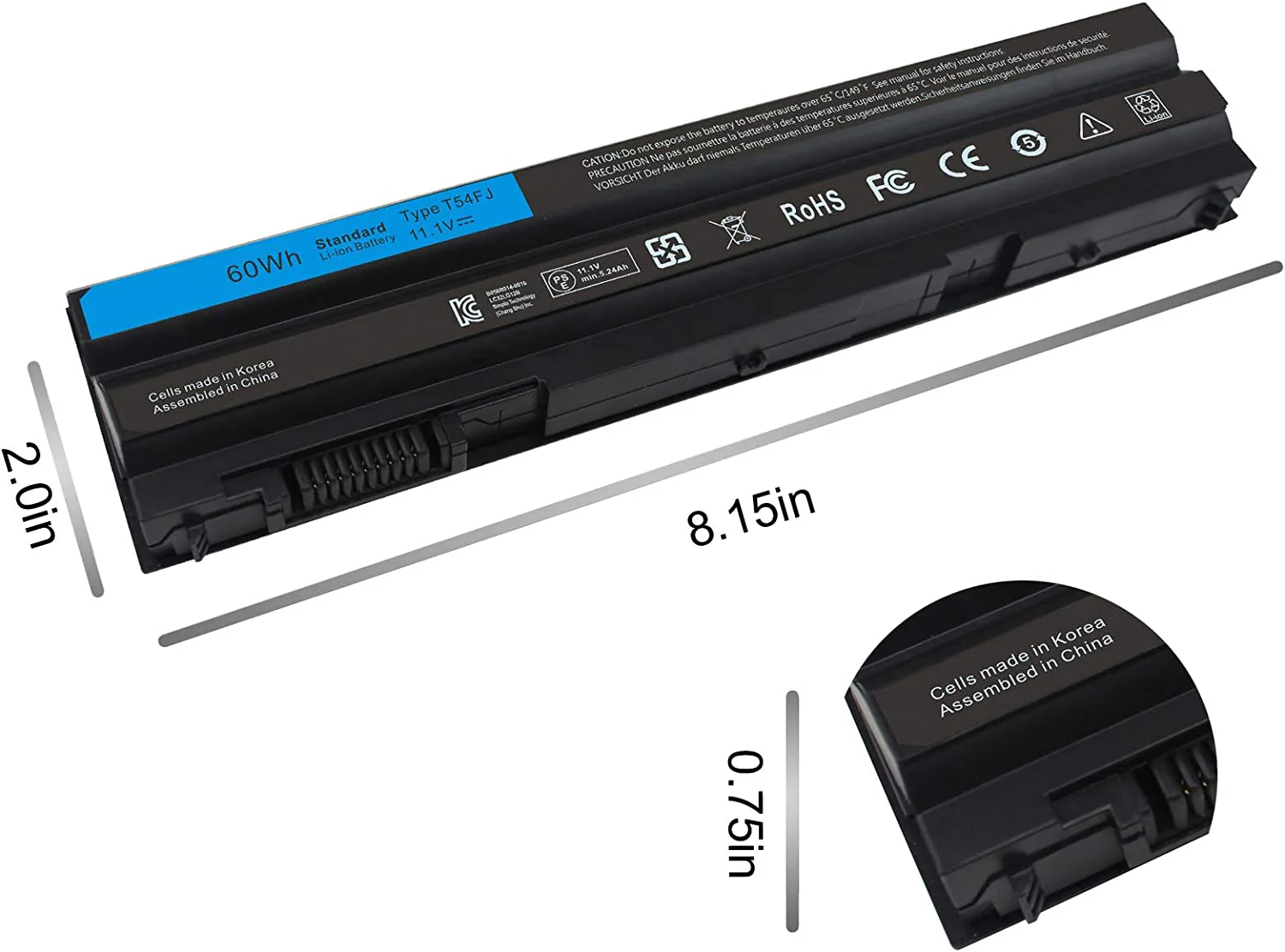 M5Y0X T54FJ Battery for Dell Latitude E6420 E6430 E6520 E6530 E5420 E5520 E5430 E5520 E5530 Laptop - B-06-DE-56 - Image 2