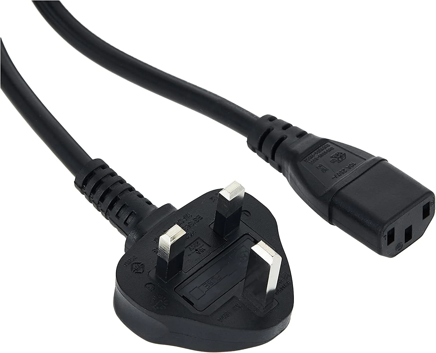 3 Pin UK Power Cord Cable With Fuse For PC, Printer, Computer Monitor 1.2M - A-07-PC-05 - Image 2