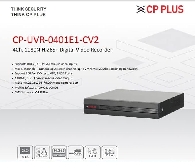 CP Plus CP-UVR-0401E1-CS 4 Ch 1080P Lite Cosmic HD Digital Video Recorder - Image 2
